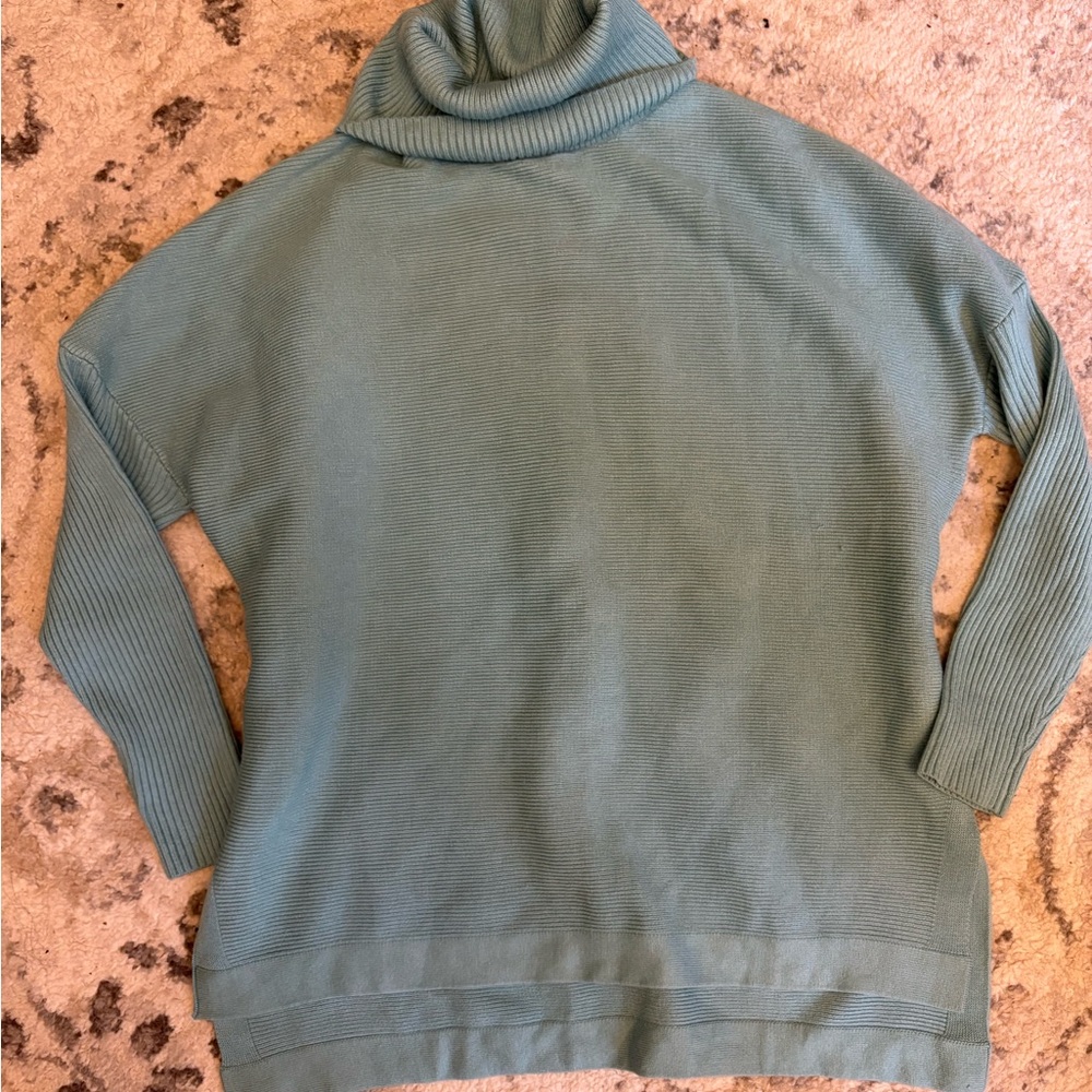 Women's Cozy Turtleneck Sweater - Blue Oversized Size S